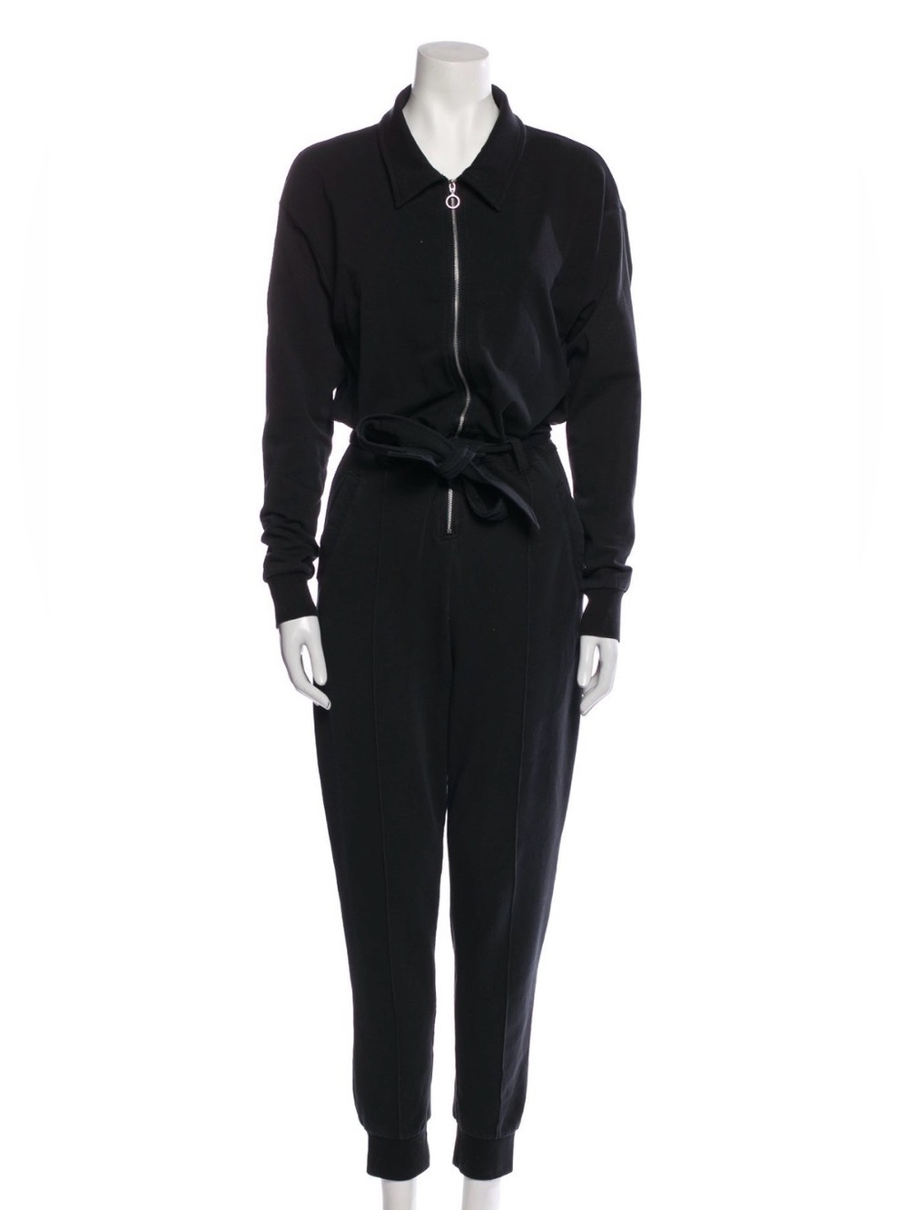 Jonathan Simkhai Black Zip-Front Tie-Waist Jumpsuit